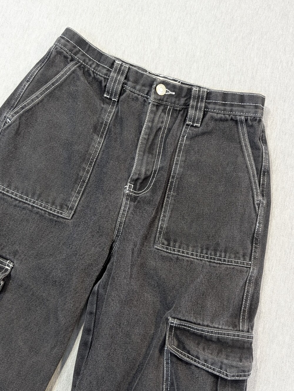 Ardene 90's High Rise Wide Leg Cargo Jeans Women's 05 Black